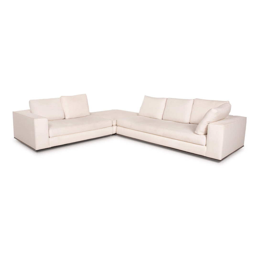 Minotti Hamilton fabric sofa ivory corner sofa module