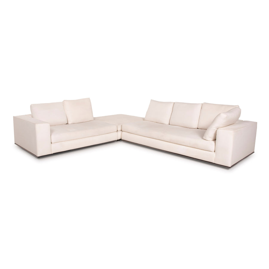 Minotti Hamilton fabric sofa ivory corner sofa module