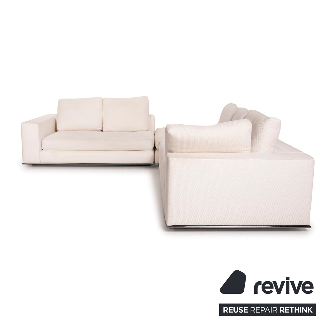 Minotti Hamilton fabric sofa ivory corner sofa module