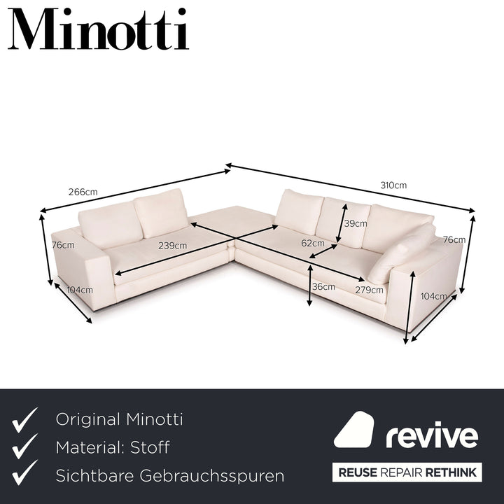 Minotti Hamilton fabric sofa ivory corner sofa module