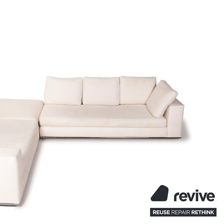 Minotti Hamilton fabric sofa ivory corner sofa module