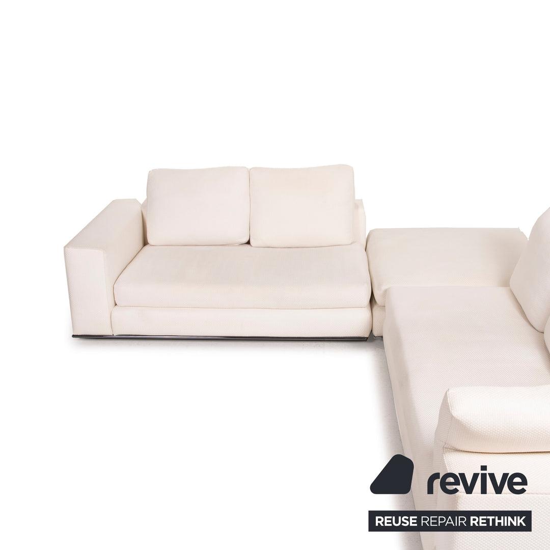 Minotti Hamilton fabric sofa ivory corner sofa module