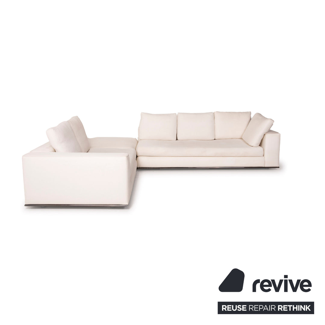 Minotti Hamilton fabric sofa ivory corner sofa module