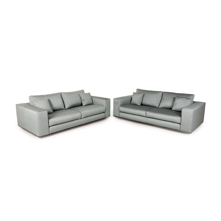 Minotti Hamilton fabric sofa set green 2xtwo seater