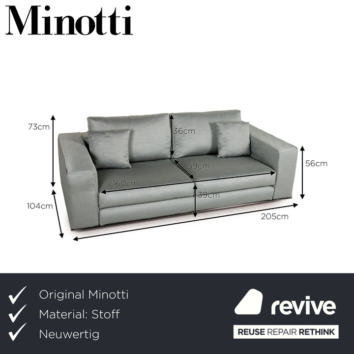 Minotti Hamilton Fabric Sofa Green Two Seater Couch