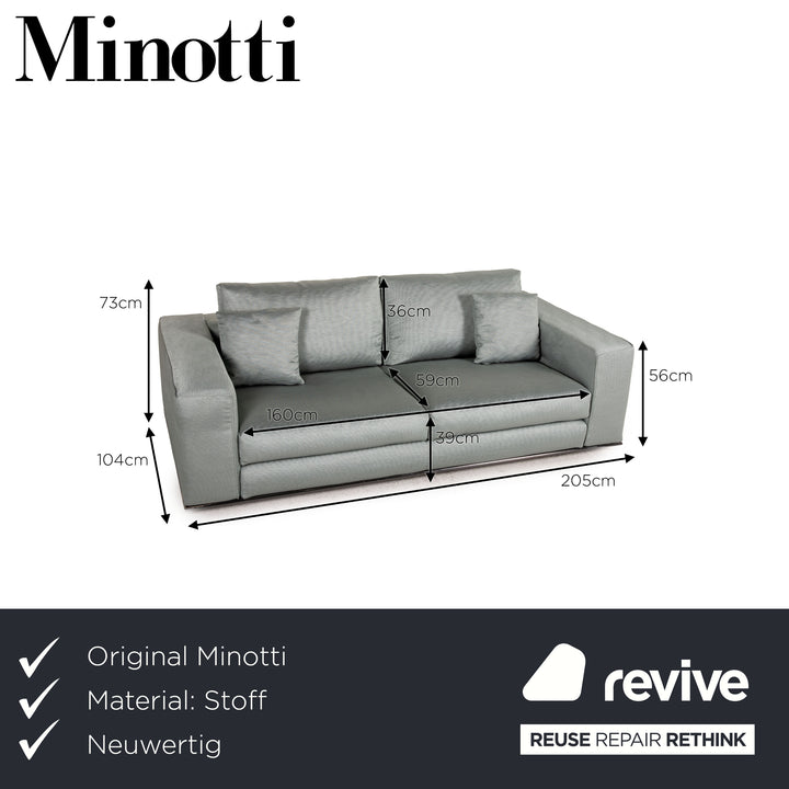 Minotti Hamilton Fabric Sofa Green Two Seater Couch
