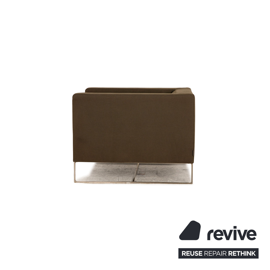 Minotti Clover Fabric Armchair Gray Khaki