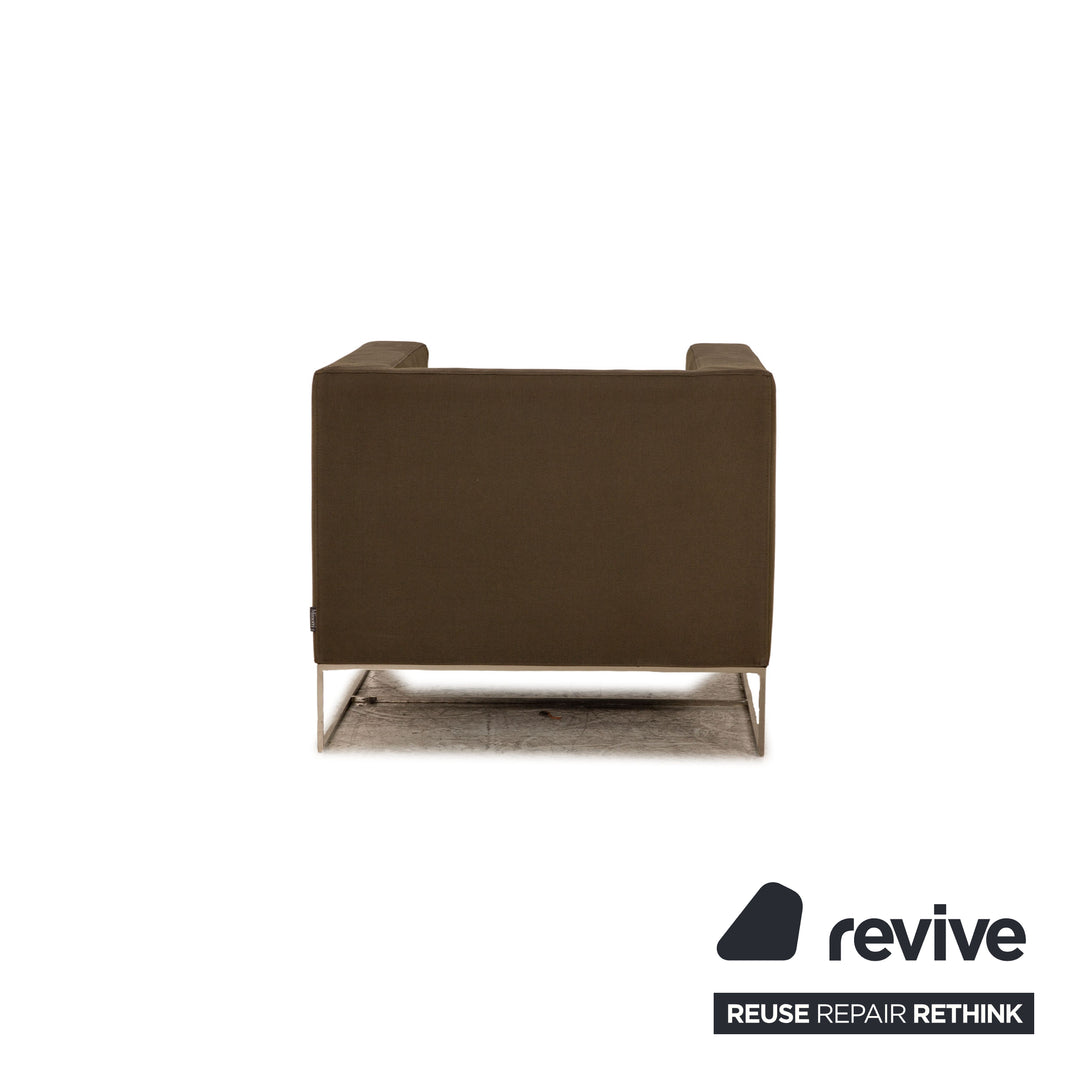 Minotti Clover Fabric Armchair Gray Khaki