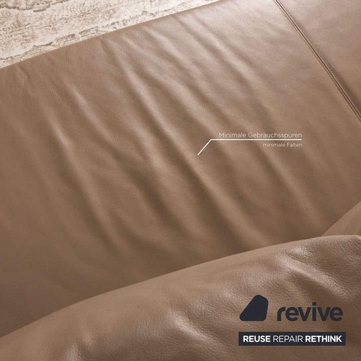 Minotti Leather Corner Sofa Beige Brown Sofa Couch