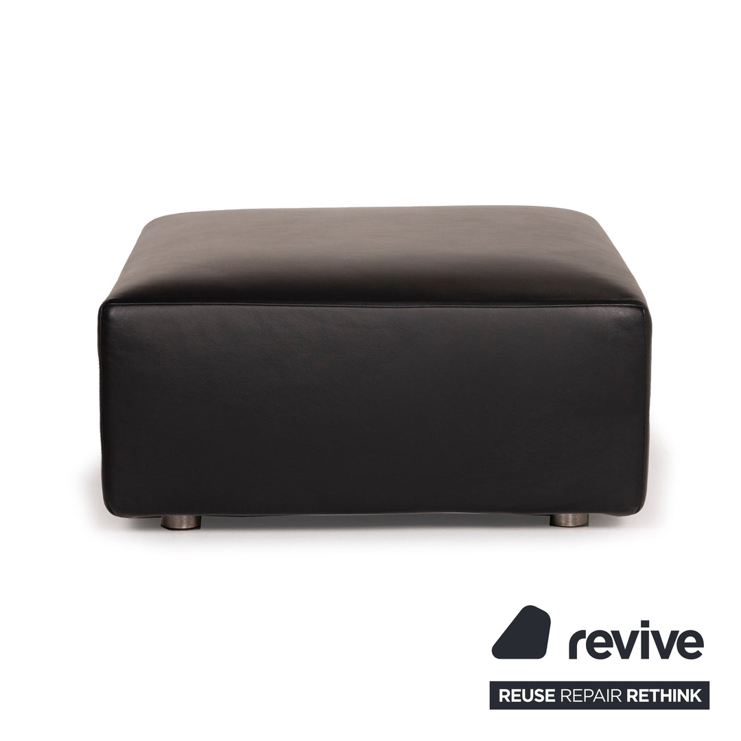 Minotti Leather Stool Black