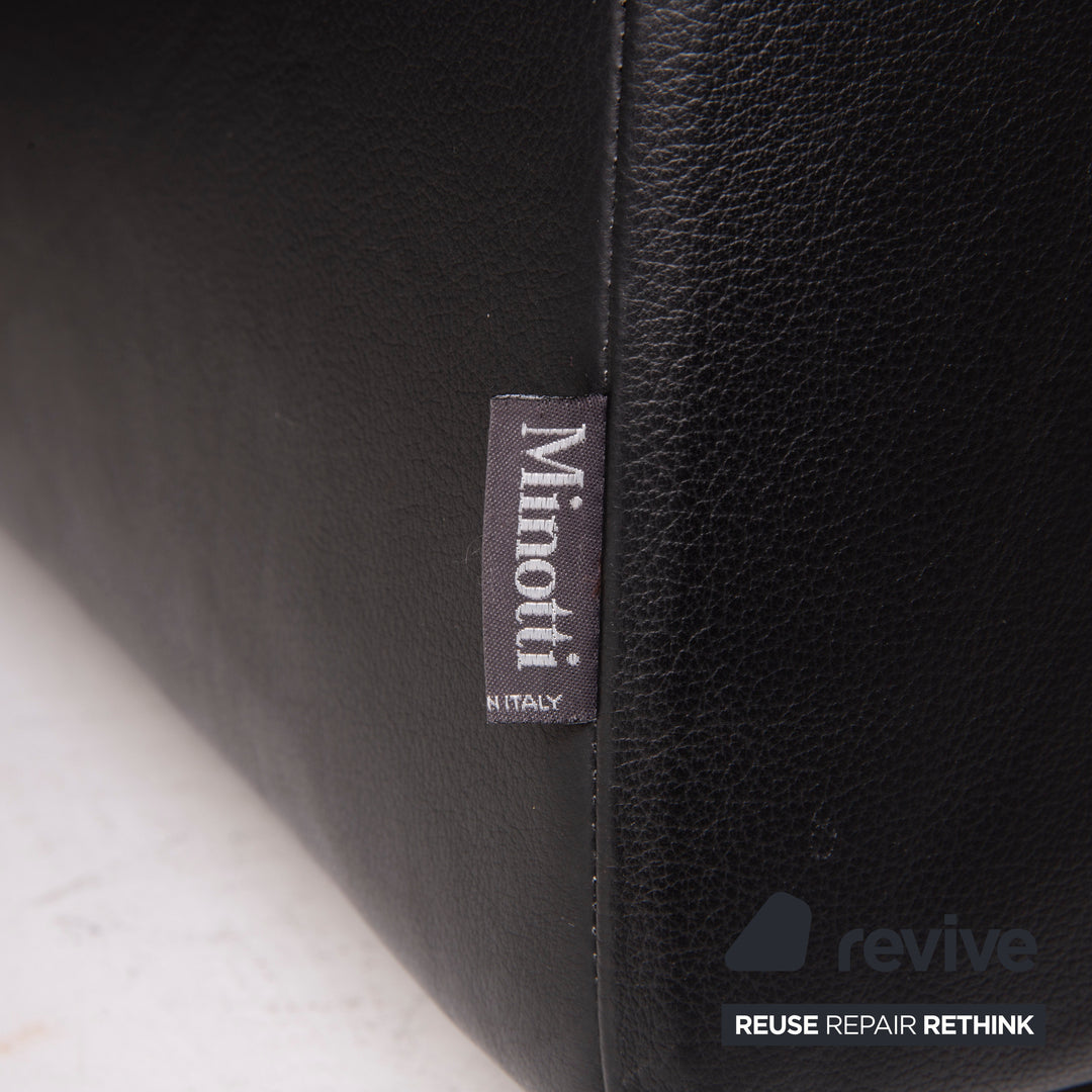 Minotti Leather Stool Black