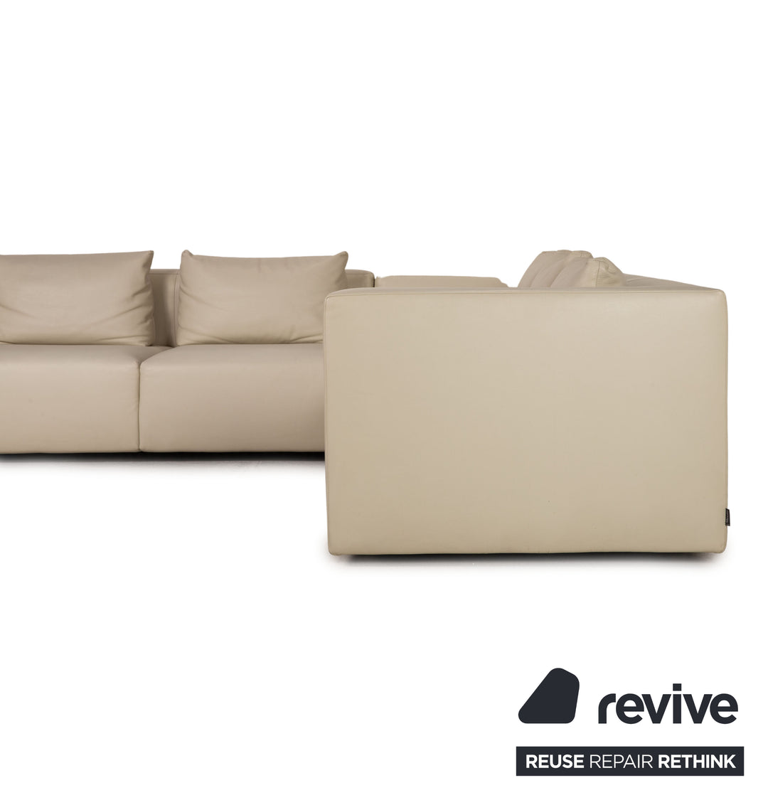 Minotti leather sofa cream corner sofa couch
