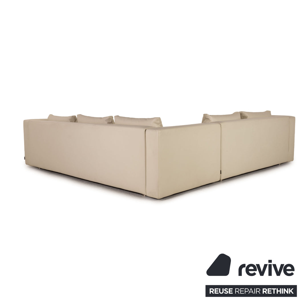Minotti leather sofa cream corner sofa couch