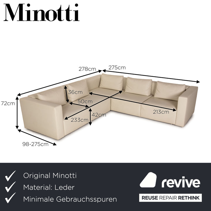 Minotti leather sofa cream corner sofa couch