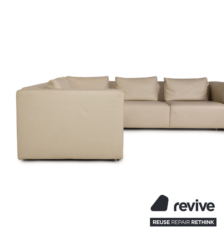 Minotti leather sofa cream corner sofa couch