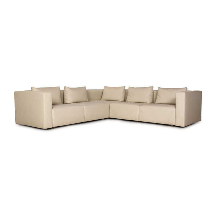 Minotti leather sofa cream corner sofa couch