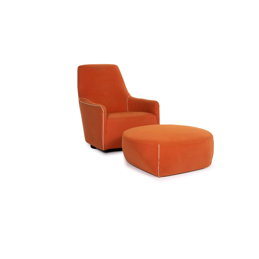 Minotti Portofino fabric armchair incl. stool Orange #13397