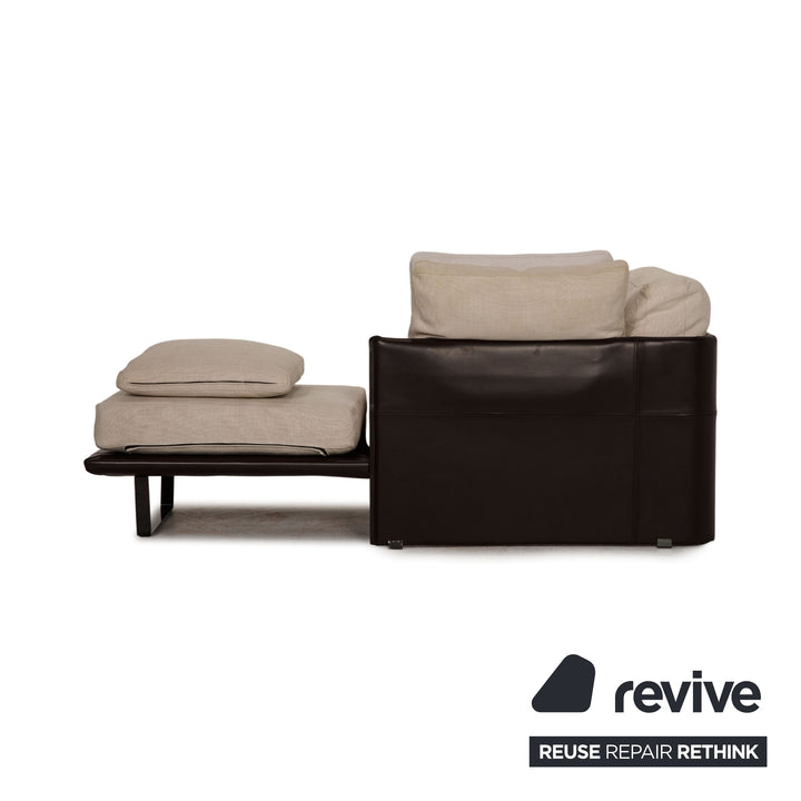 Minotti fabric lounger cream brown leather