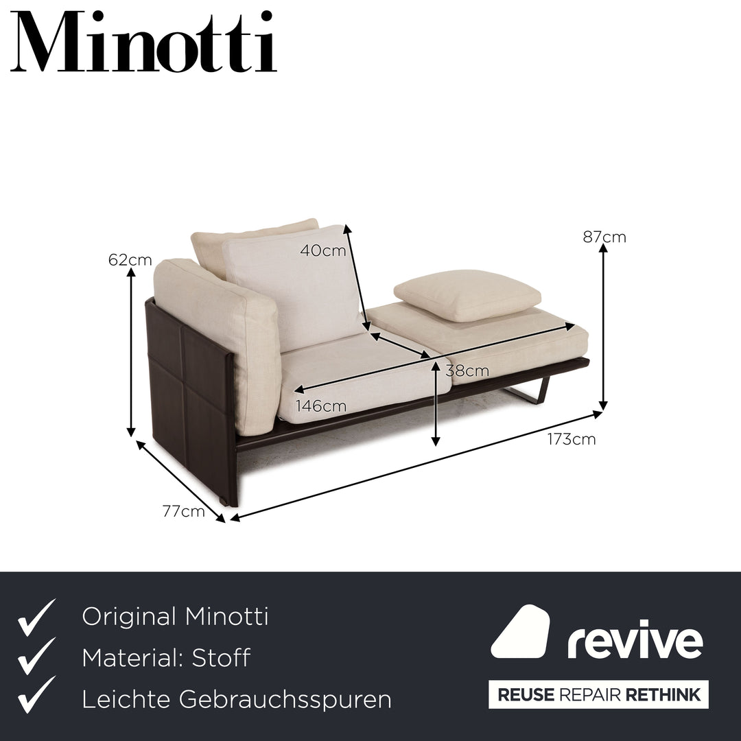 Minotti fabric lounger cream brown leather