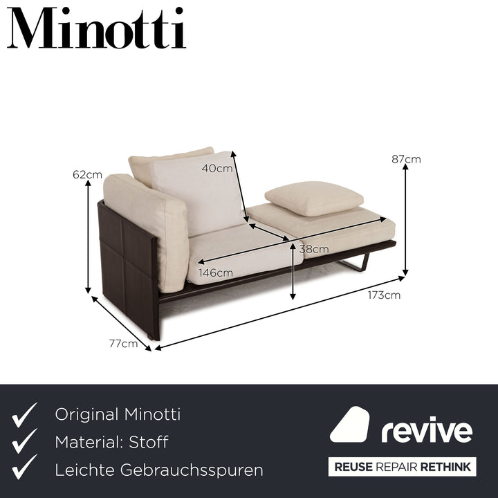 Minotti fabric lounger cream brown leather