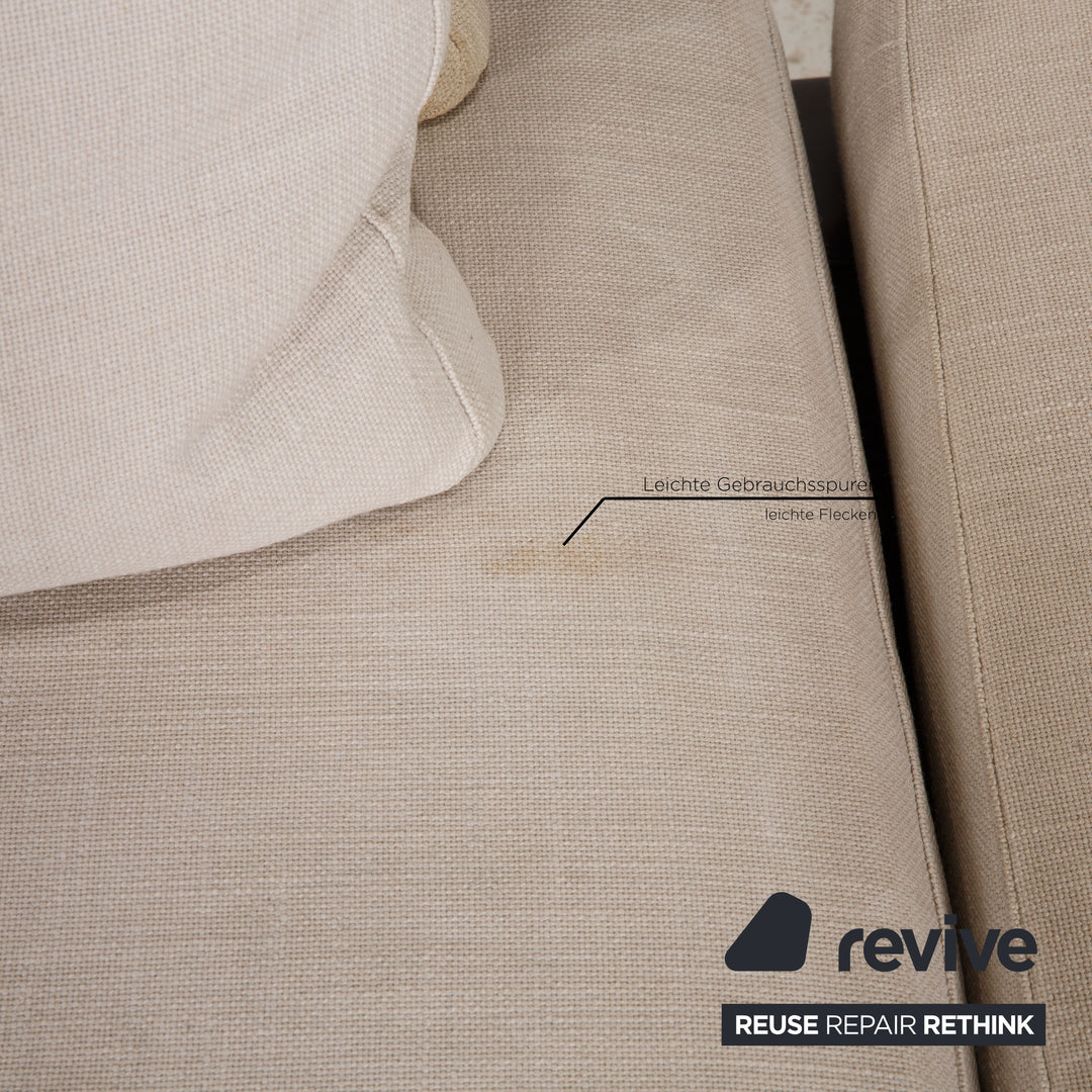 Minotti fabric lounger cream brown leather