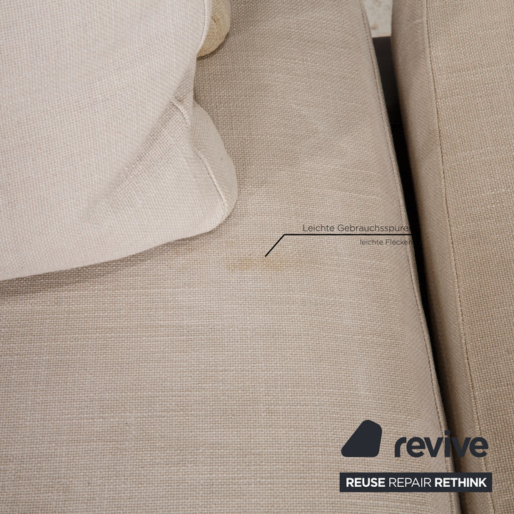 Minotti fabric lounger cream brown leather