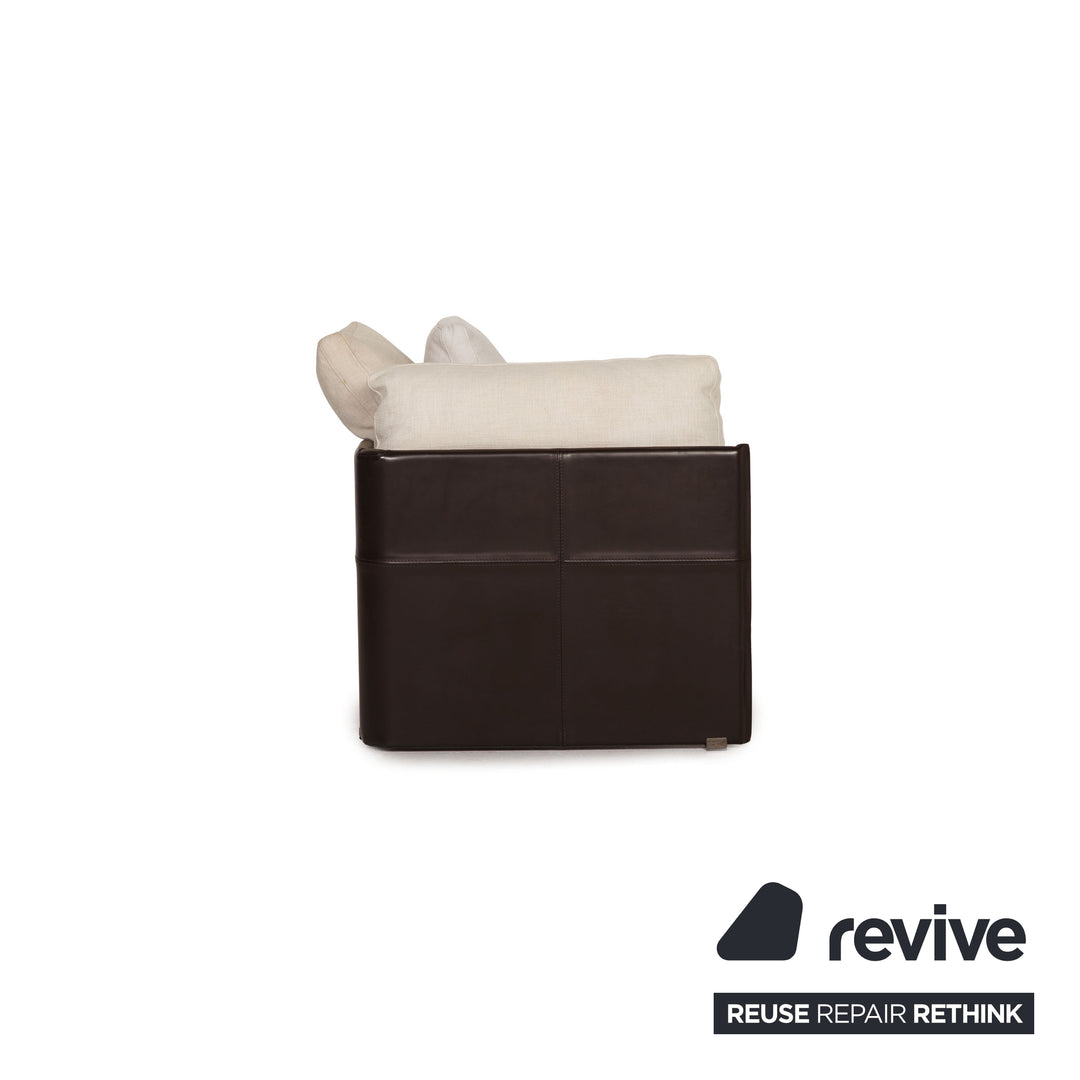 Minotti fabric lounger cream brown leather