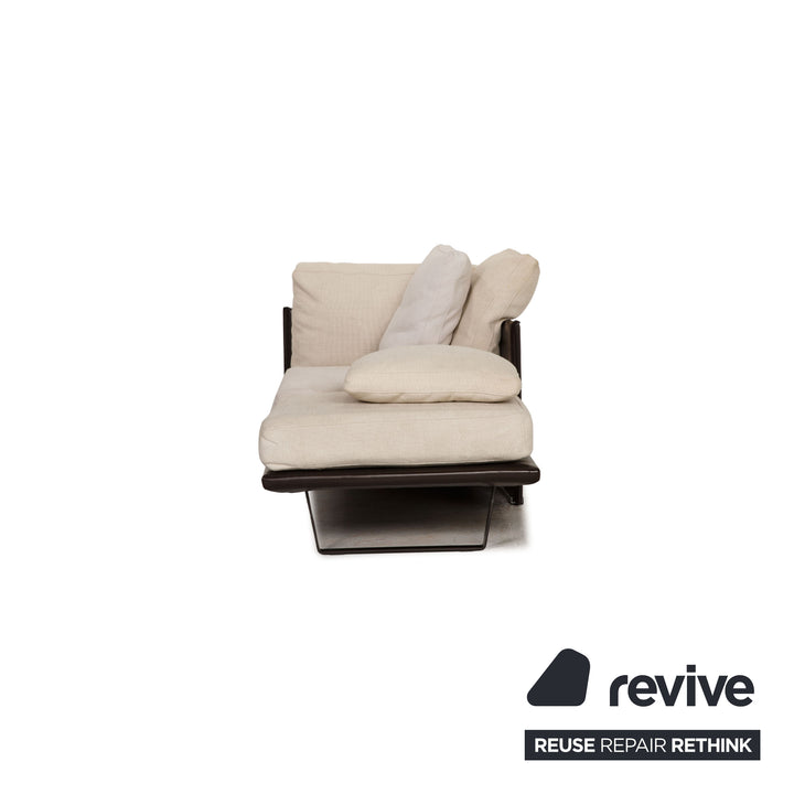 Minotti fabric lounger cream brown leather