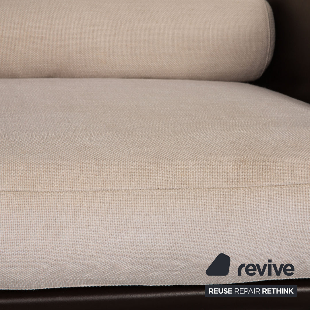 Minotti fabric leather armchair brown cream