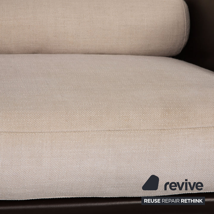 Minotti fabric leather armchair brown cream