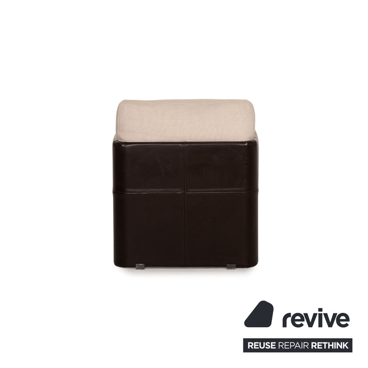 Minotti fabric leather armchair brown cream