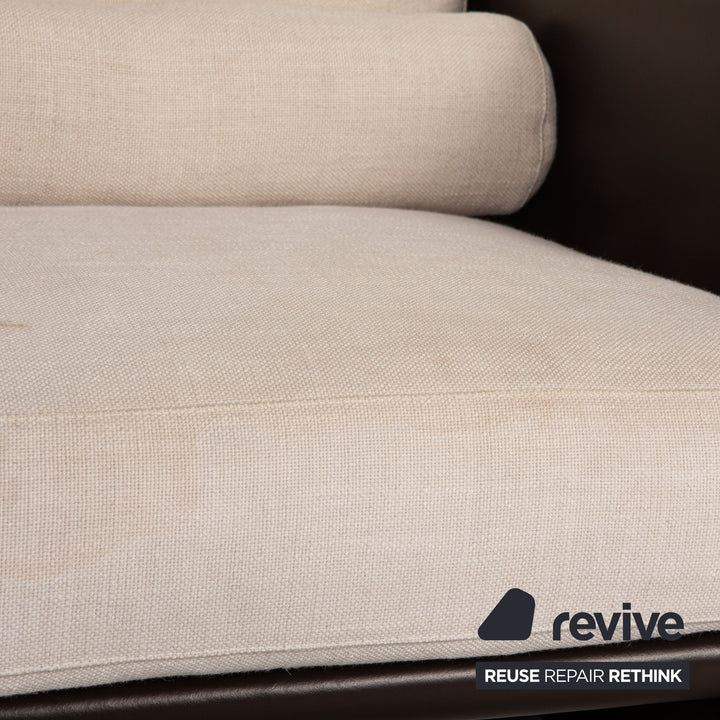 Minotti fabric leather armchair brown cream