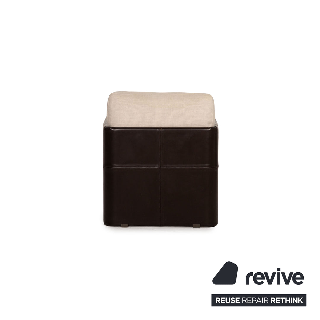 Minotti fabric leather armchair brown cream