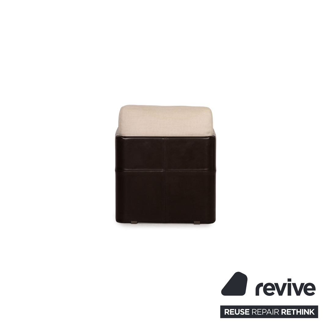 Minotti fabric leather armchair set brown cream
