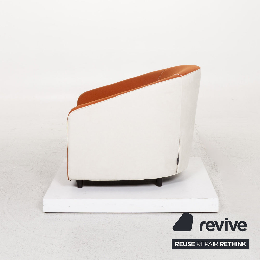 Minotti Fabric Armchair Orange White #13247