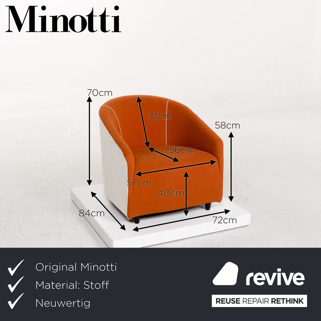 Minotti Fabric Armchair Orange White #13247