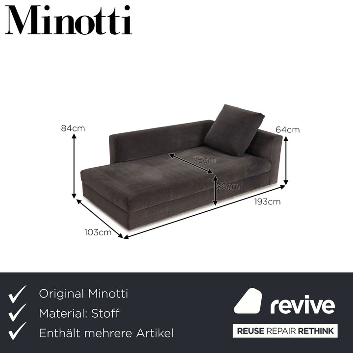 Minotti fabric sofa set gray three-seater lounger couch