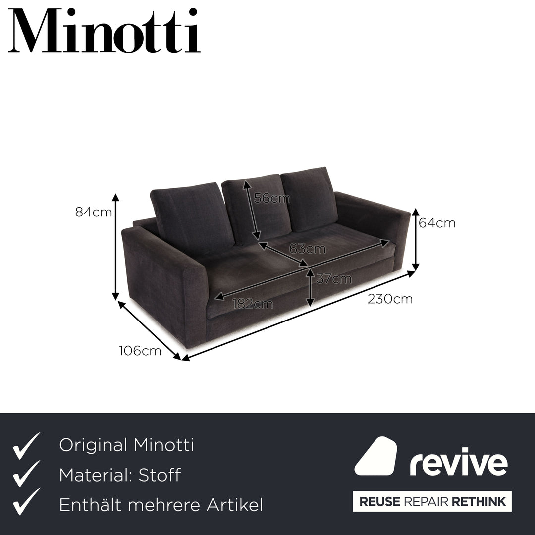 Minotti fabric sofa set gray three-seater lounger couch