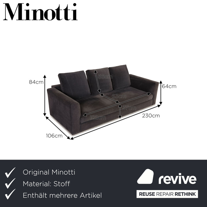 Minotti fabric sofa set gray three-seater lounger couch