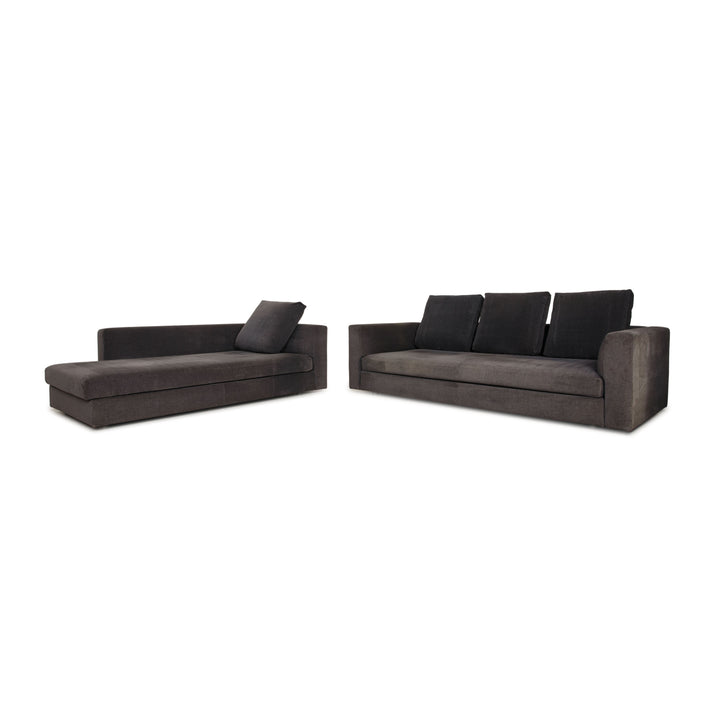 Minotti fabric sofa set gray three-seater lounger couch
