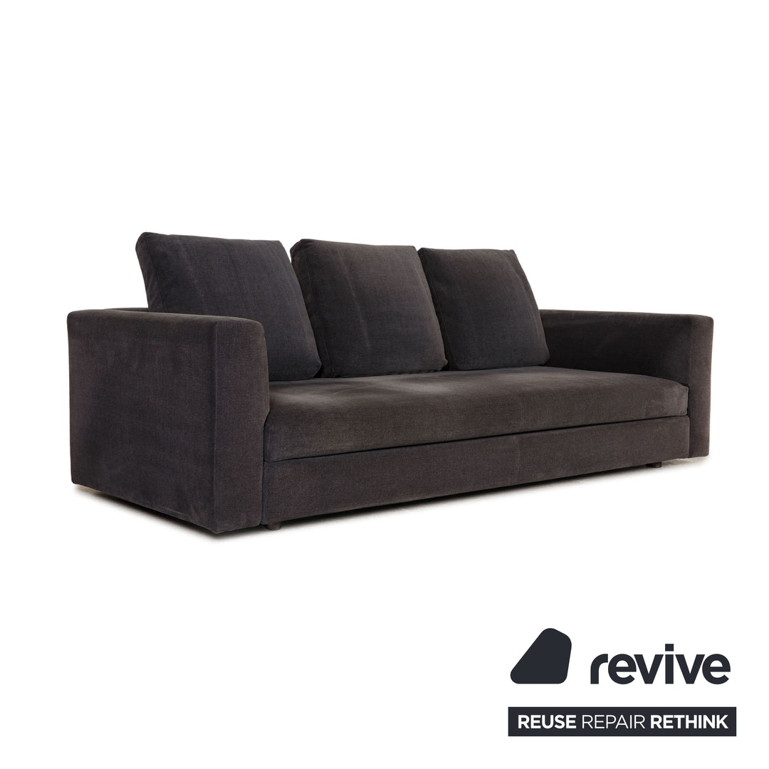 Minotti Fabric Sofa Gray Three Seater Couch