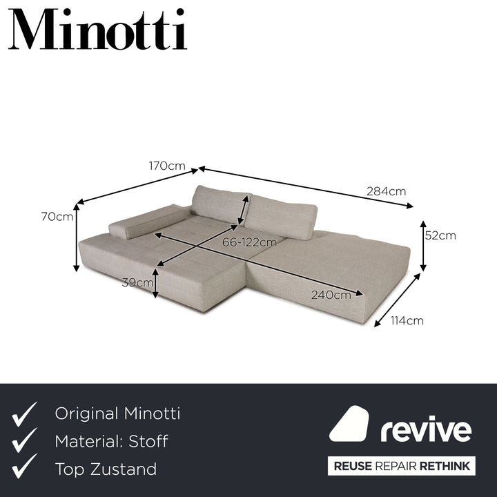 Minotti Lawrence Clan fabric sofa gray light gray corner sofa couch lounge sofa chaise longue left