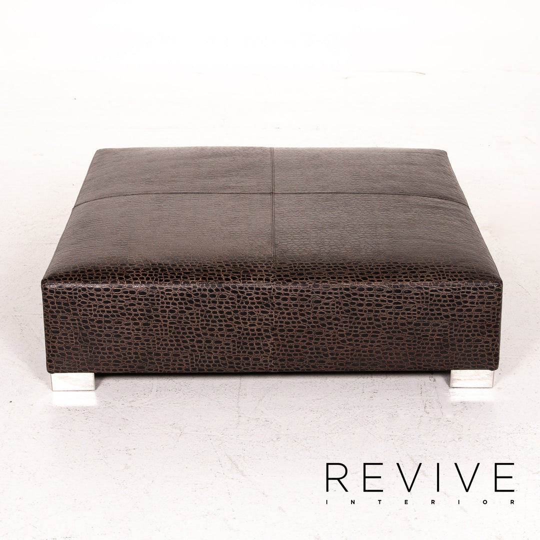 Minotti Suitcase line Lede Stool Brown Dark Brown Ottoman #15241
