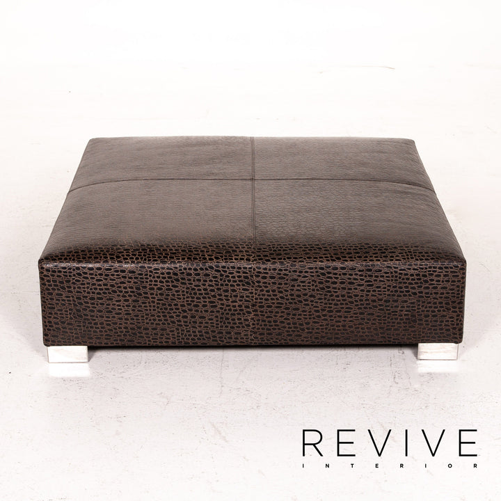 Minotti Suitcase line Lede Stool Brown Dark Brown Ottoman #15241