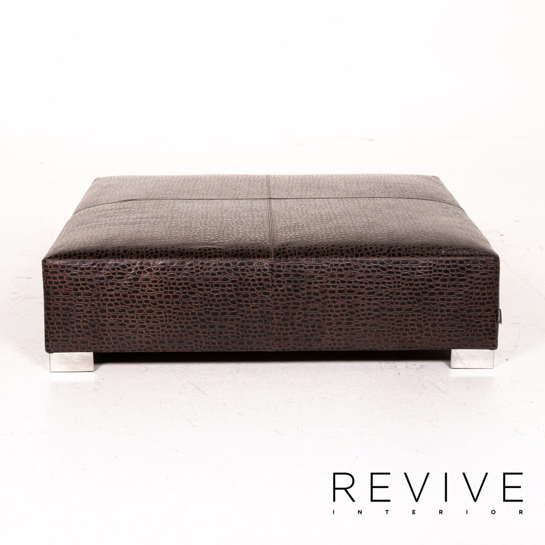 Minotti Suitcase line Lede Stool Brown Dark Brown Ottoman #15241