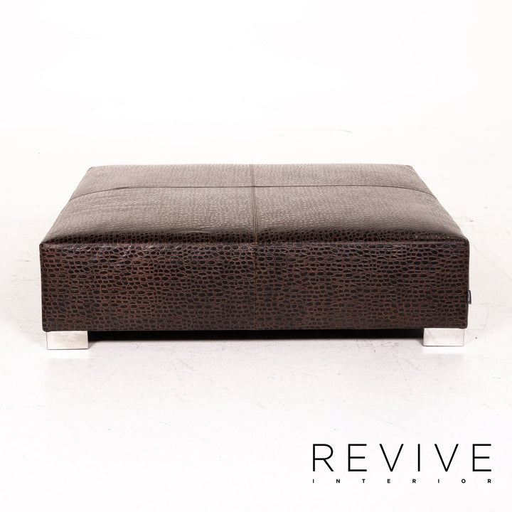 Minotti Suitcase line Lede Stool Brown Dark Brown Ottoman #15241