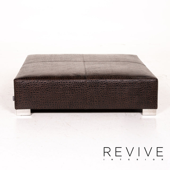 Minotti Suitcase line Lede Stool Brown Dark Brown Ottoman #15241