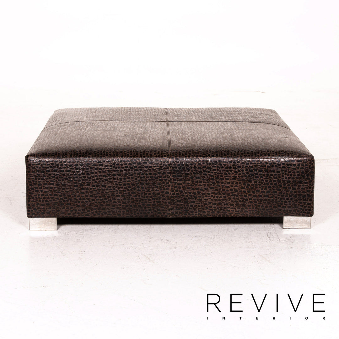 Minotti Suitcase line Lede Stool Brown Dark Brown Ottoman #15241