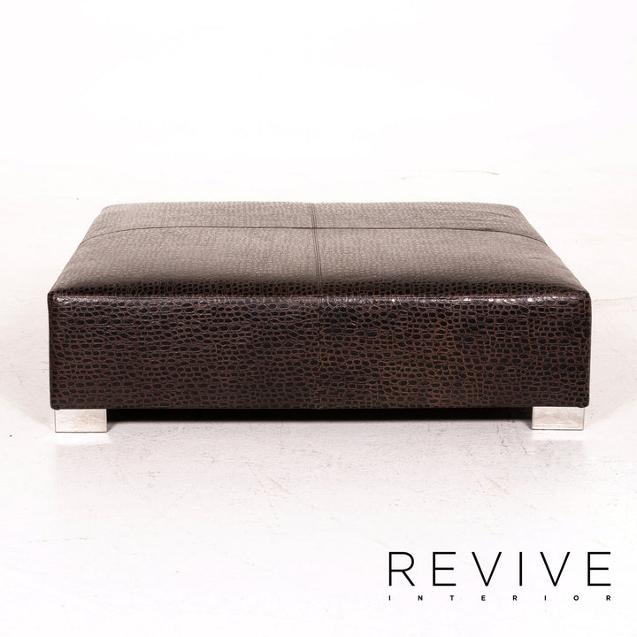 Minotti Suitcase line Lede Stool Brown Dark Brown Ottoman #15241