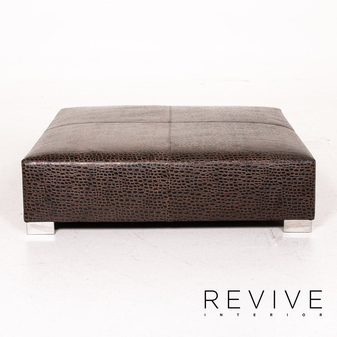 Minotti Suitcase line Lede Stool Brown Dark Brown Ottoman #15241